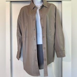 Dex “PU Jacket” Taupe Faux Leather Shacket New